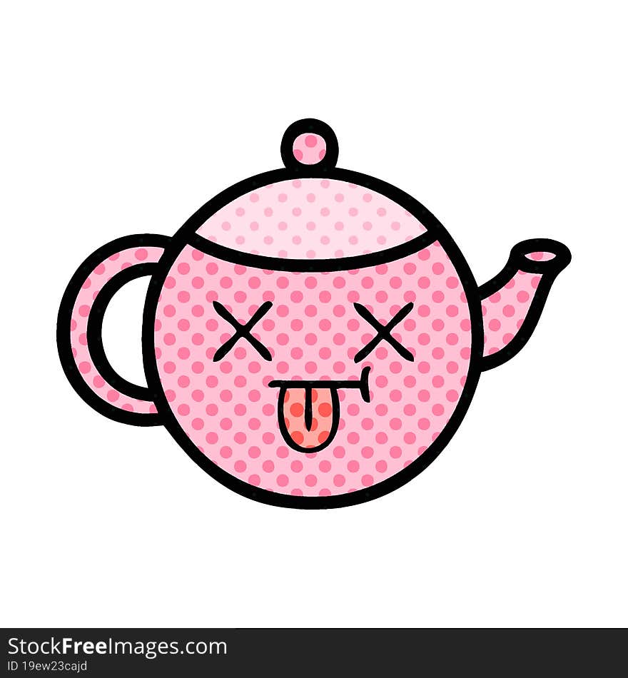 comic book style cartoon teapot