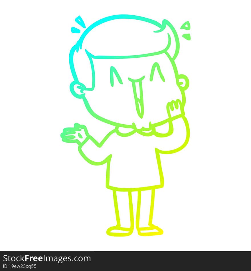 Cold Gradient Line Drawing Cartoon Excited Man