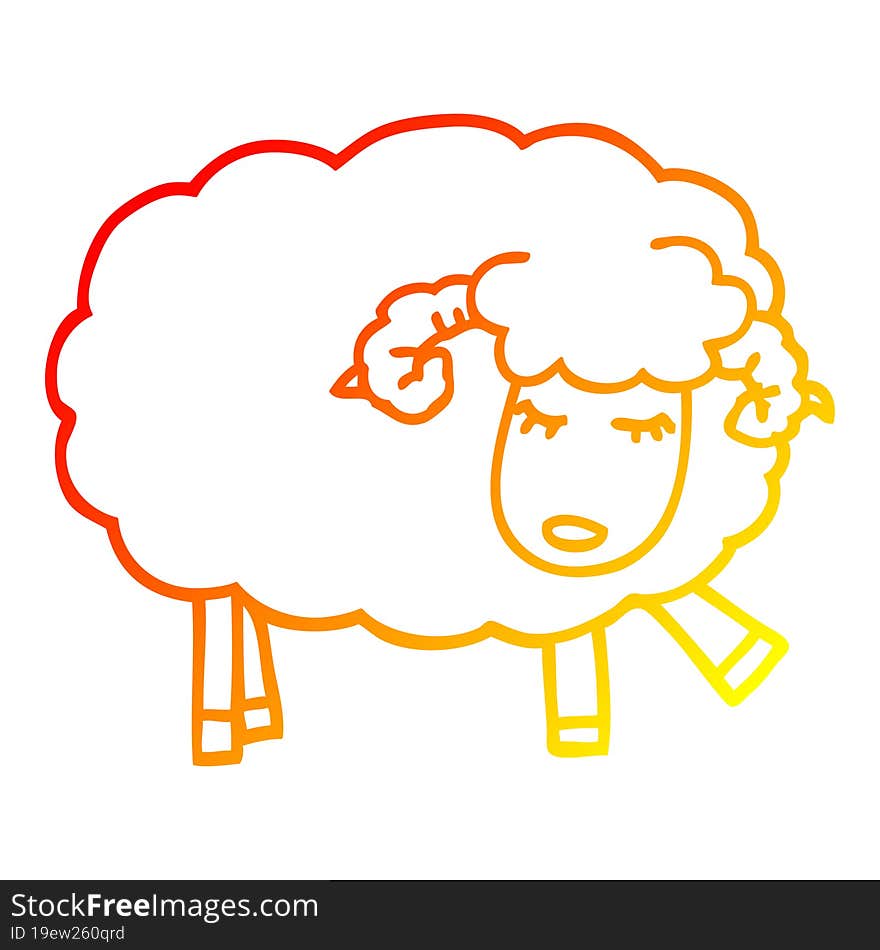 warm gradient line drawing of a cartoon cute sheep