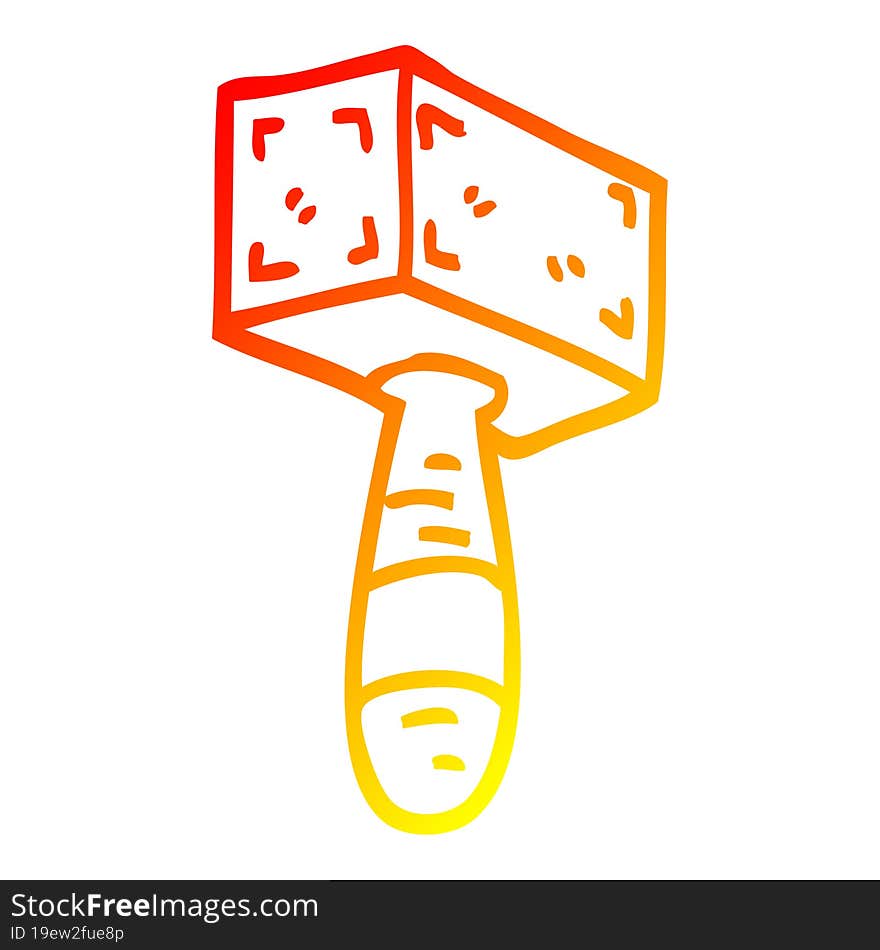 warm gradient line drawing cartoon hammer