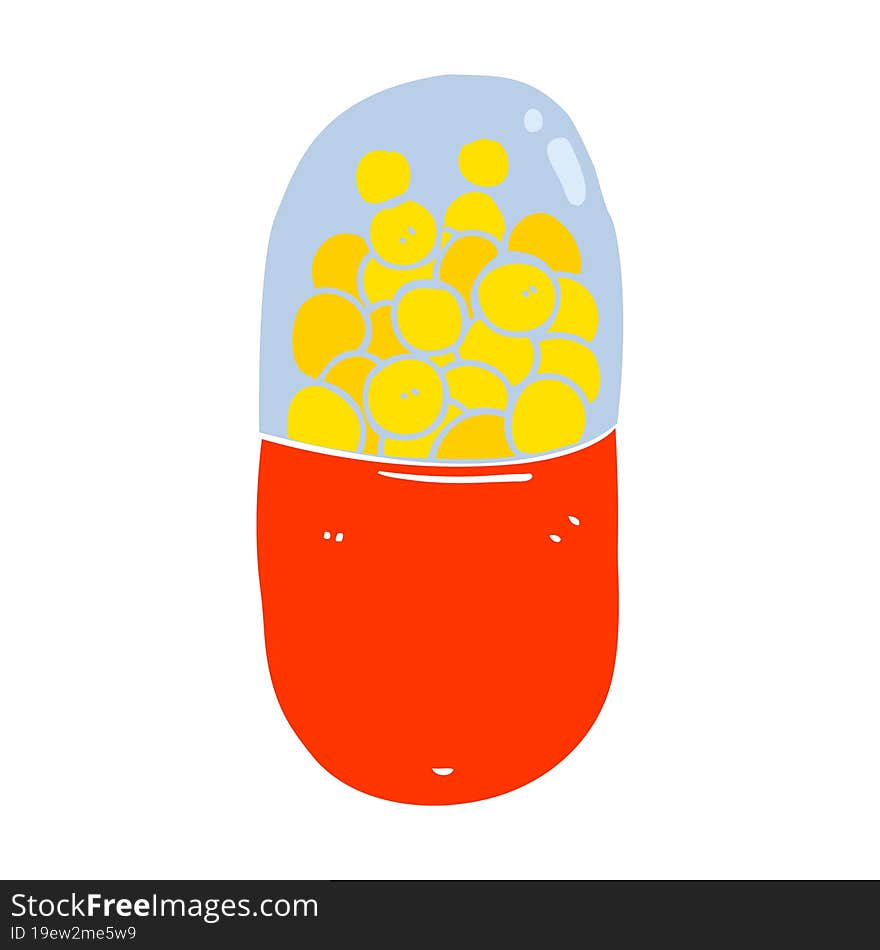 flat color style cartoon pill