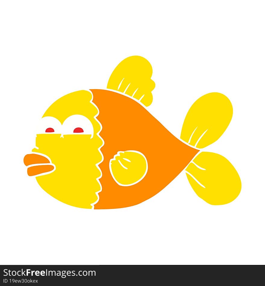 flat color illustration of a cartoon fish