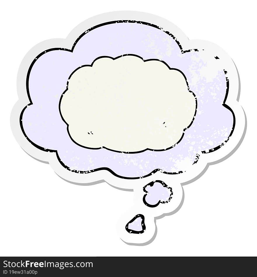 cartoon cloud and thought bubble as a distressed worn sticker