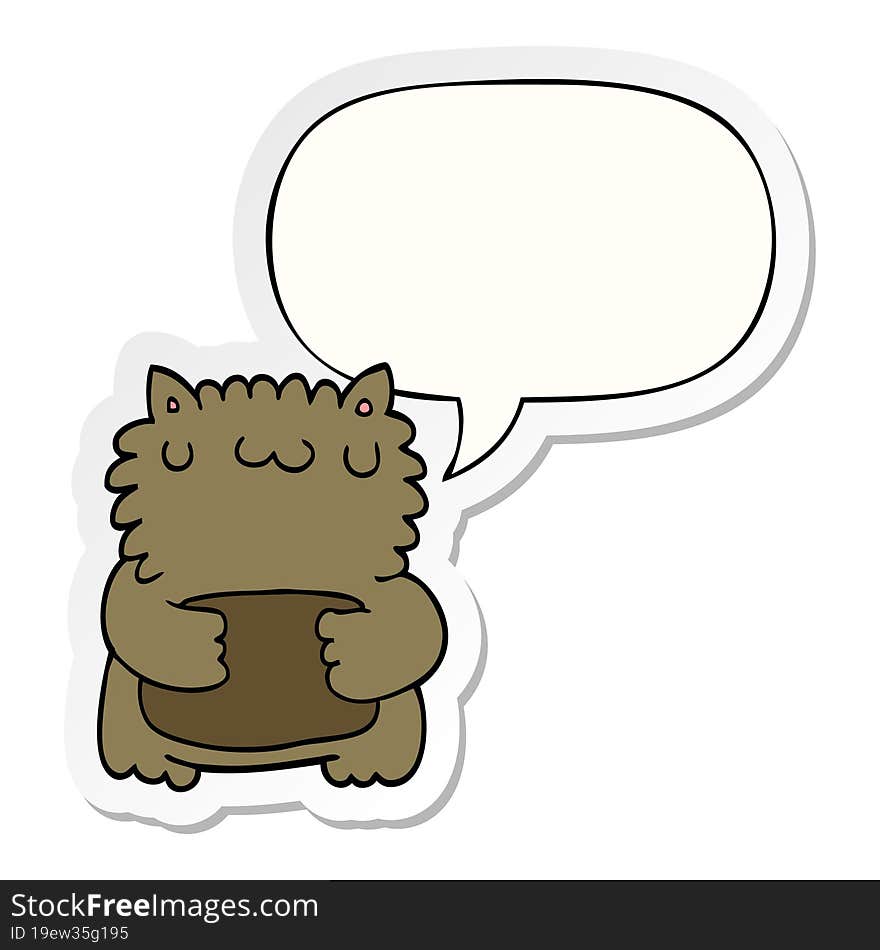 cartoon bear and speech bubble sticker