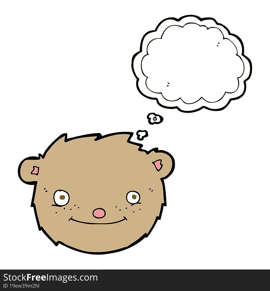 cartoon teddy bear head with thought bubble