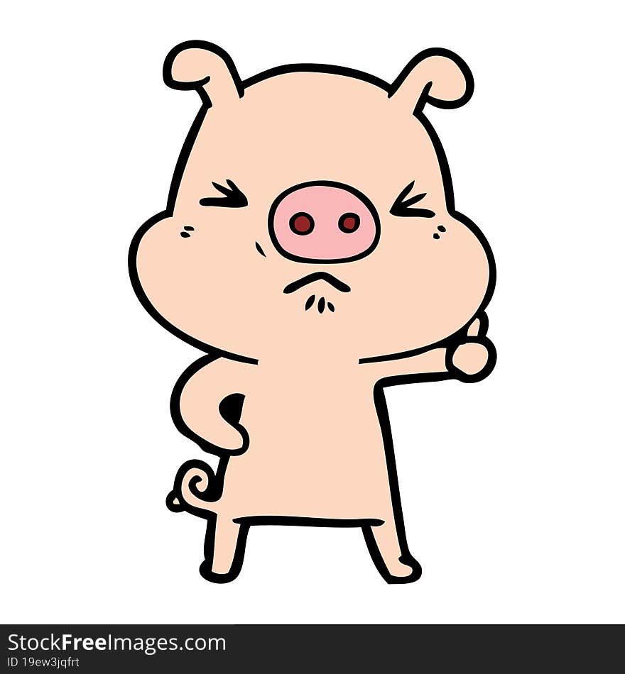 cartoon angry pig. cartoon angry pig