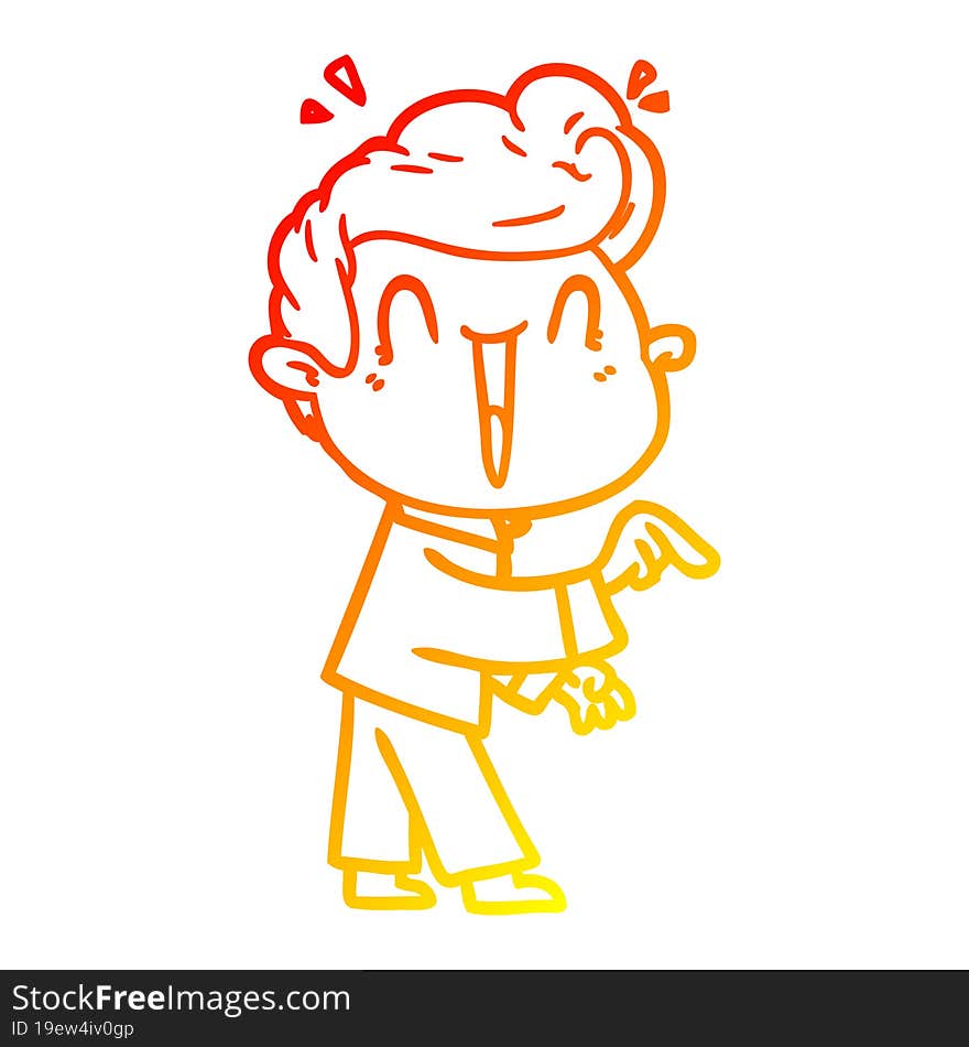 warm gradient line drawing of a cartoon excited man