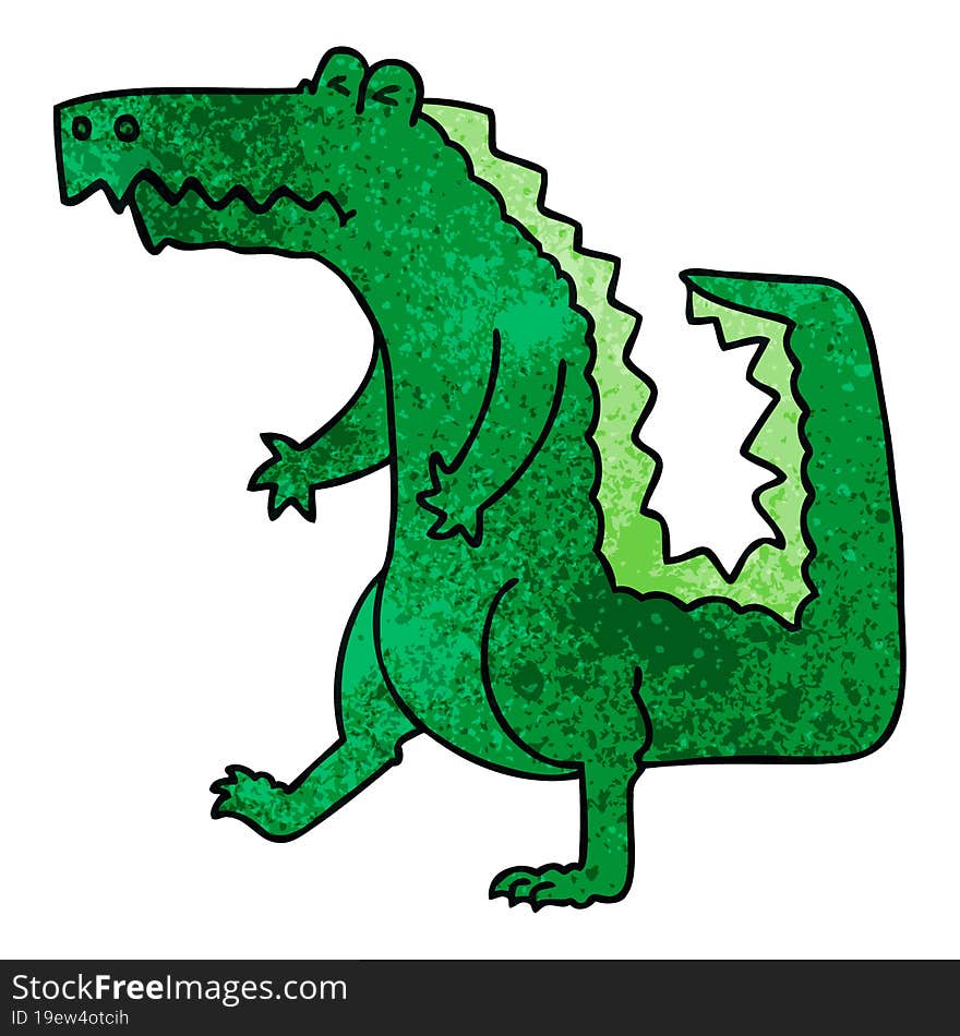 Quirky Hand Drawn Cartoon Crocodile