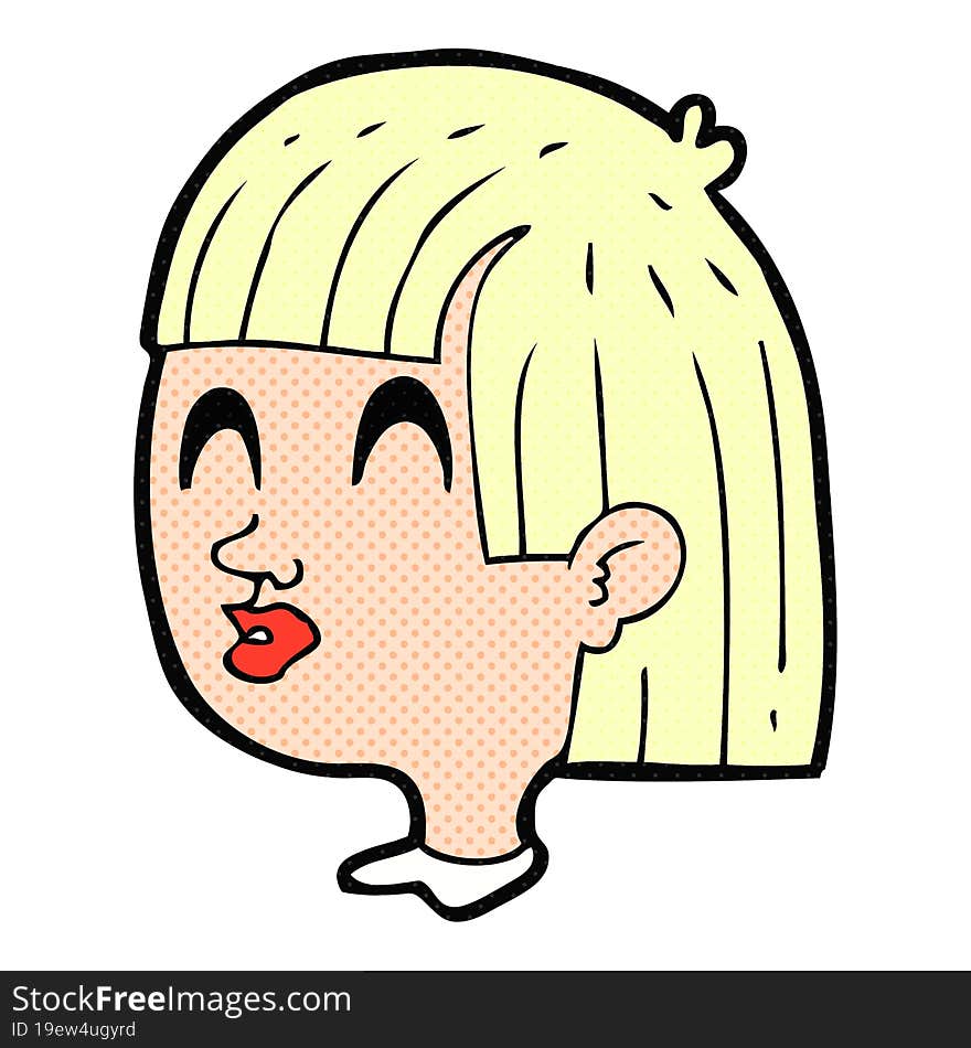 freehand drawn cartoon female face