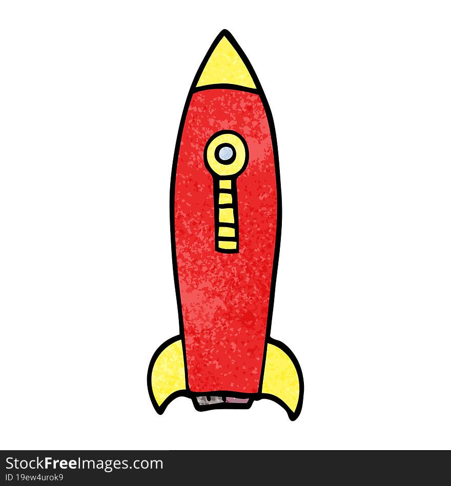 cartoon doodle space rocket