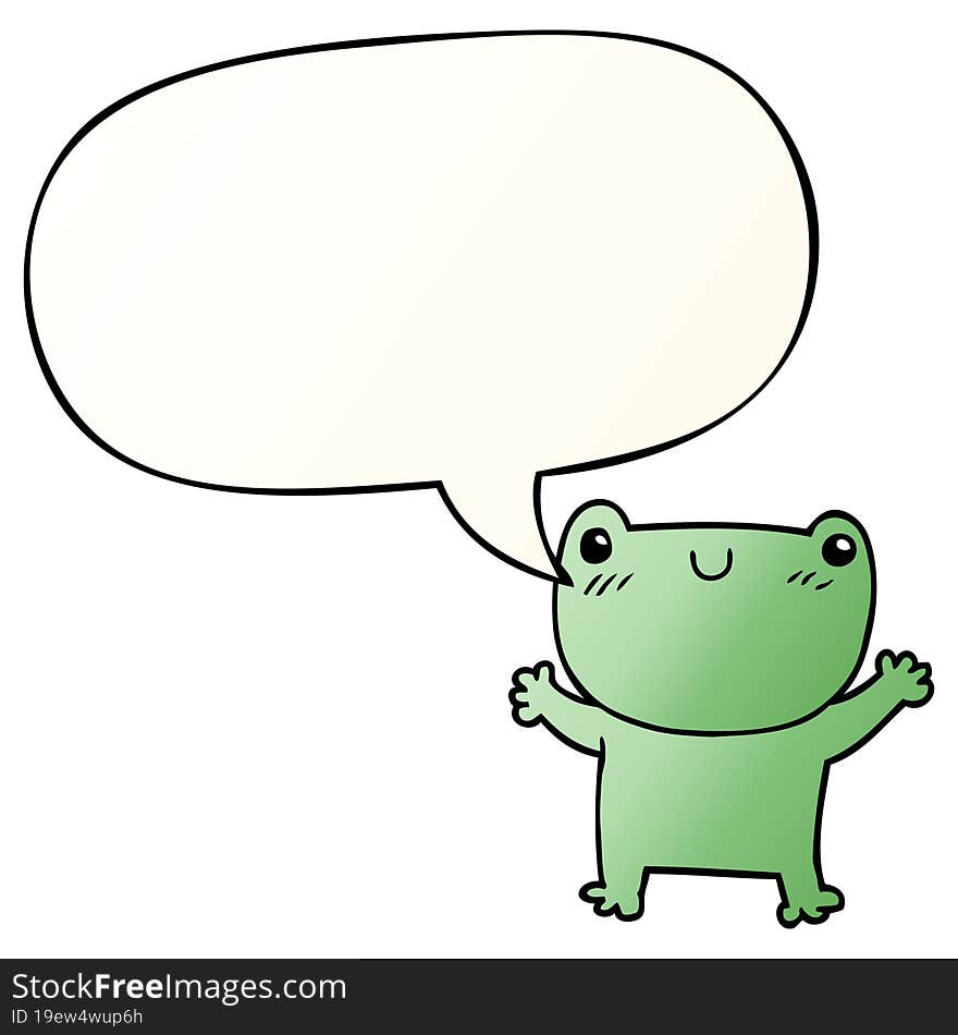 cartoon frog with speech bubble in smooth gradient style