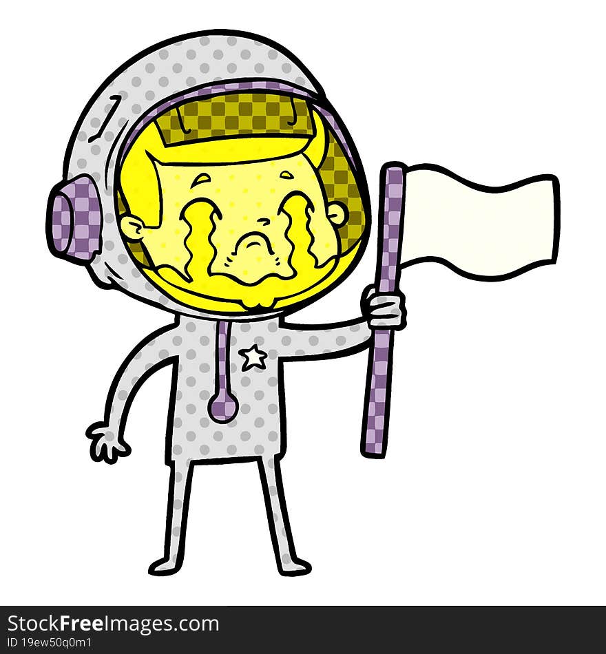 cartoon crying astronaut. cartoon crying astronaut