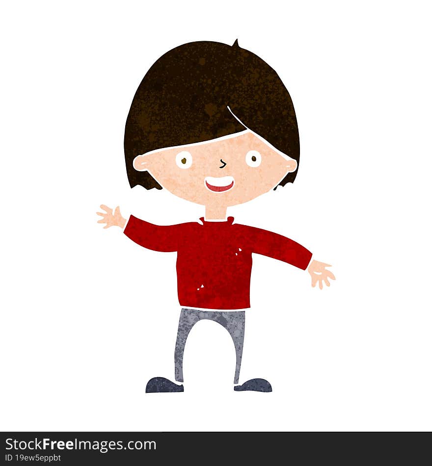 cartoon waving boy