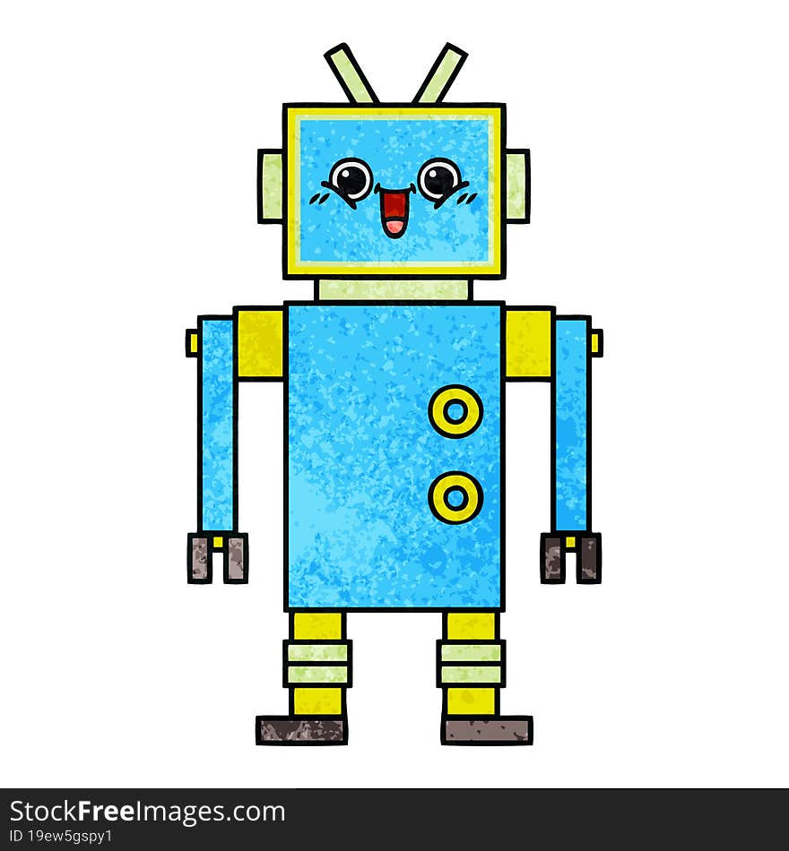 Retro Grunge Texture Cartoon Robot