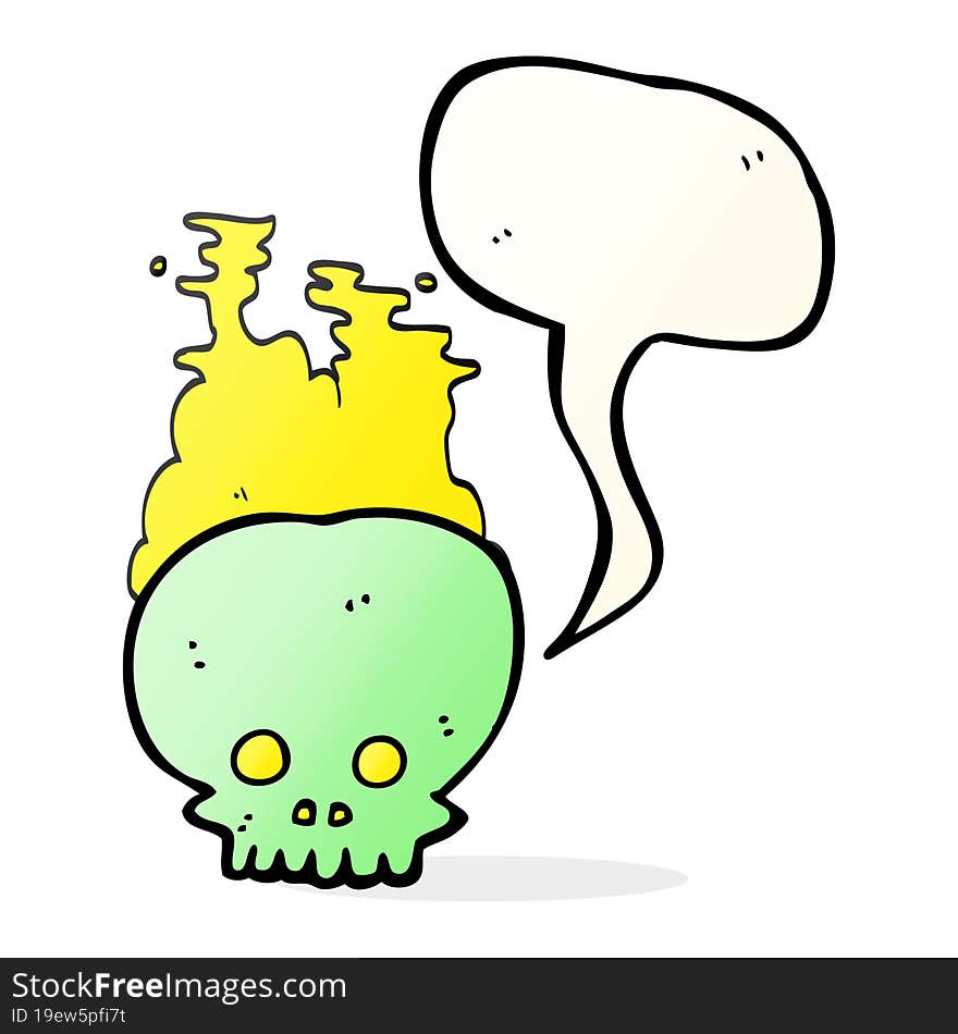 Speech Bubble Cartoon Steaming Skull