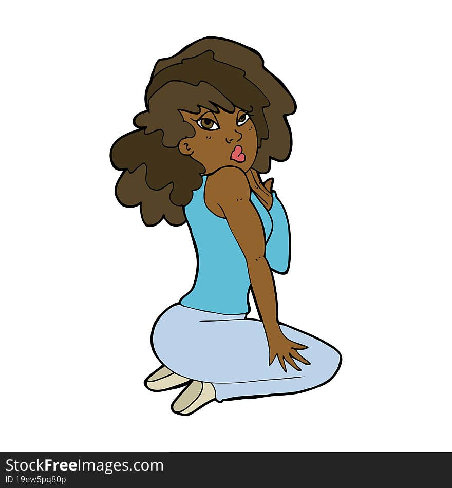 cartoon woman posing