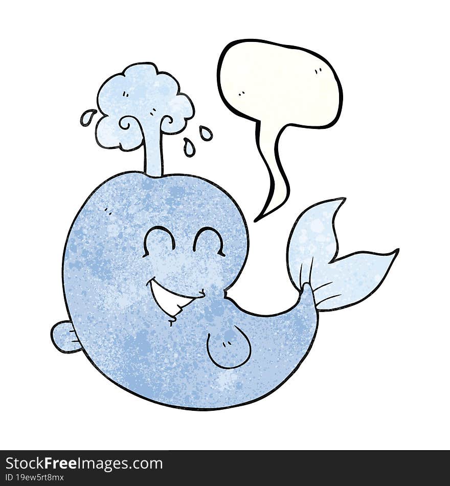 speech bubble textured cartoon whale spouting water