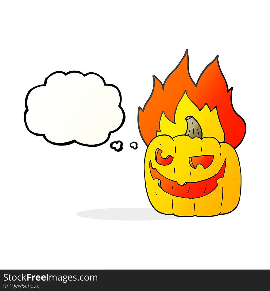 thought bubble cartoon flaming halloween pumpkin