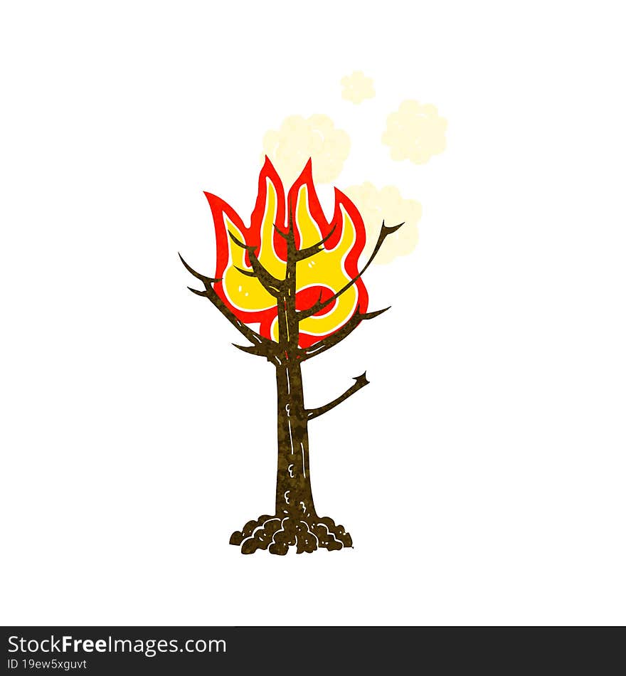 cartoon burning tree