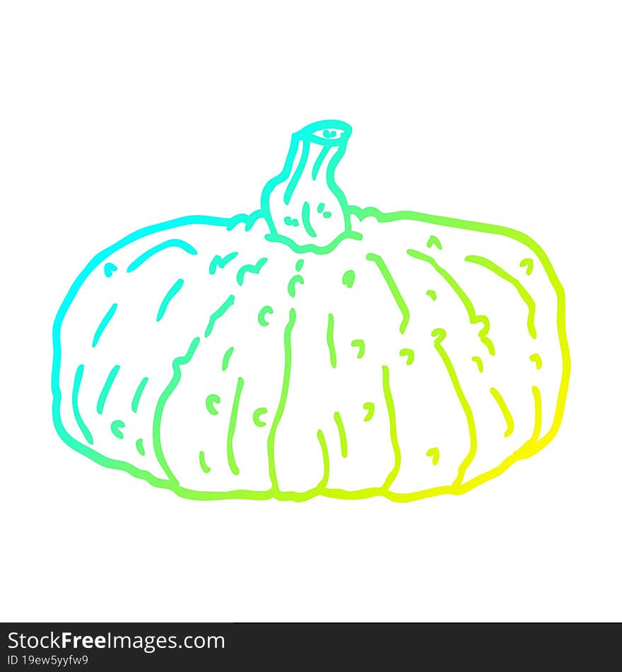 cold gradient line drawing of a cartoon pumpkin