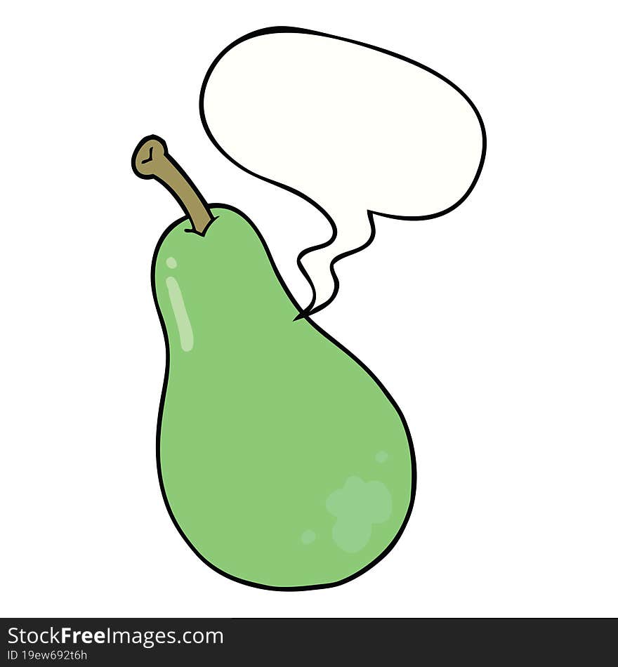 cartoon pear and speech bubble