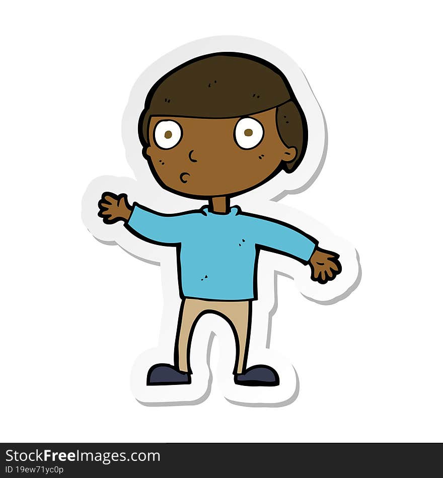 Sticker Of A Cartoon Waving Man