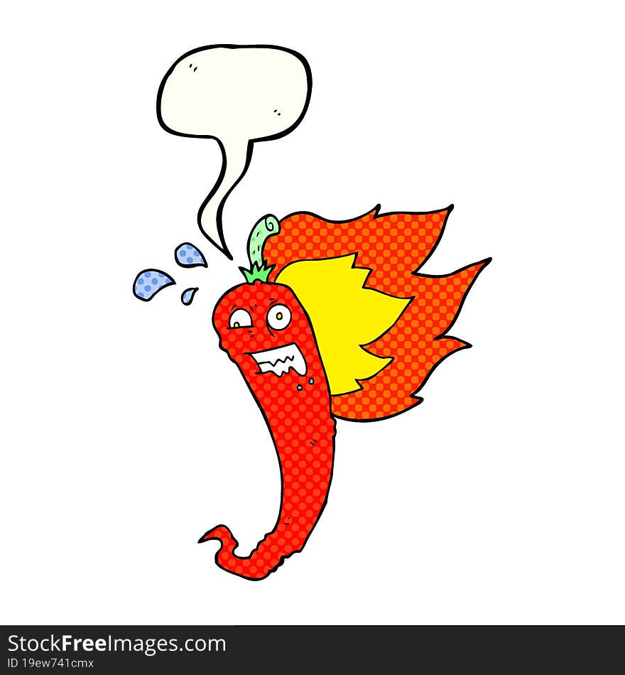 Hot Chilli Pepper Comic Book Speech Bubble Cartoon