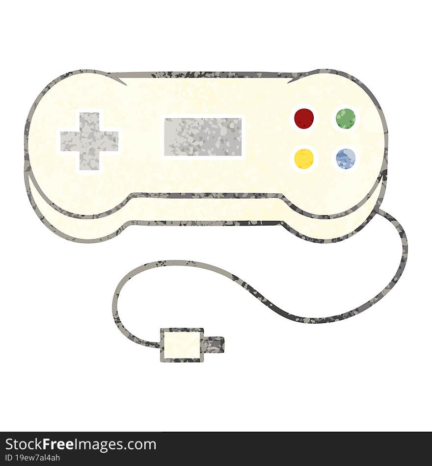 Retro Illustration Style Cartoon Game Controller