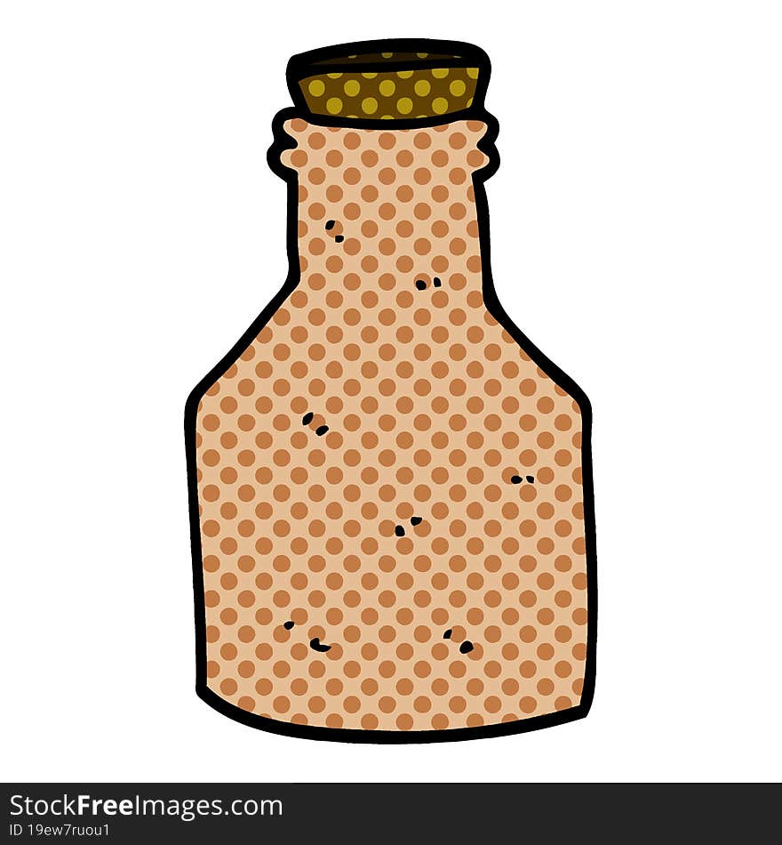 Cartoon Doodle Old Ceramic Bottle With Cork