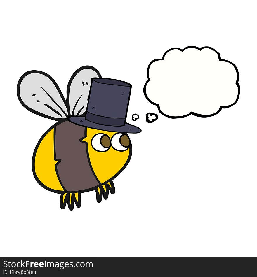 Thought Bubble Cartoon Bee In Top Hat