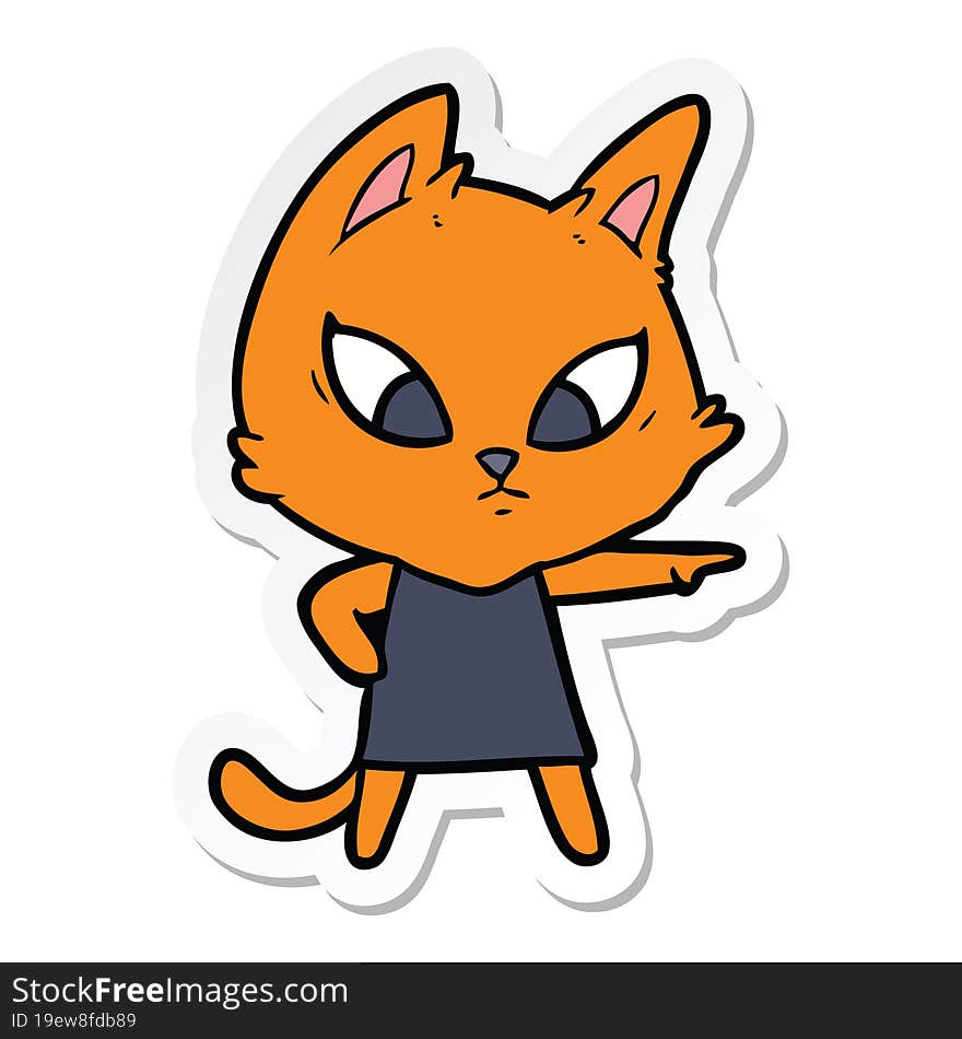 sticker of a confused cartoon cat