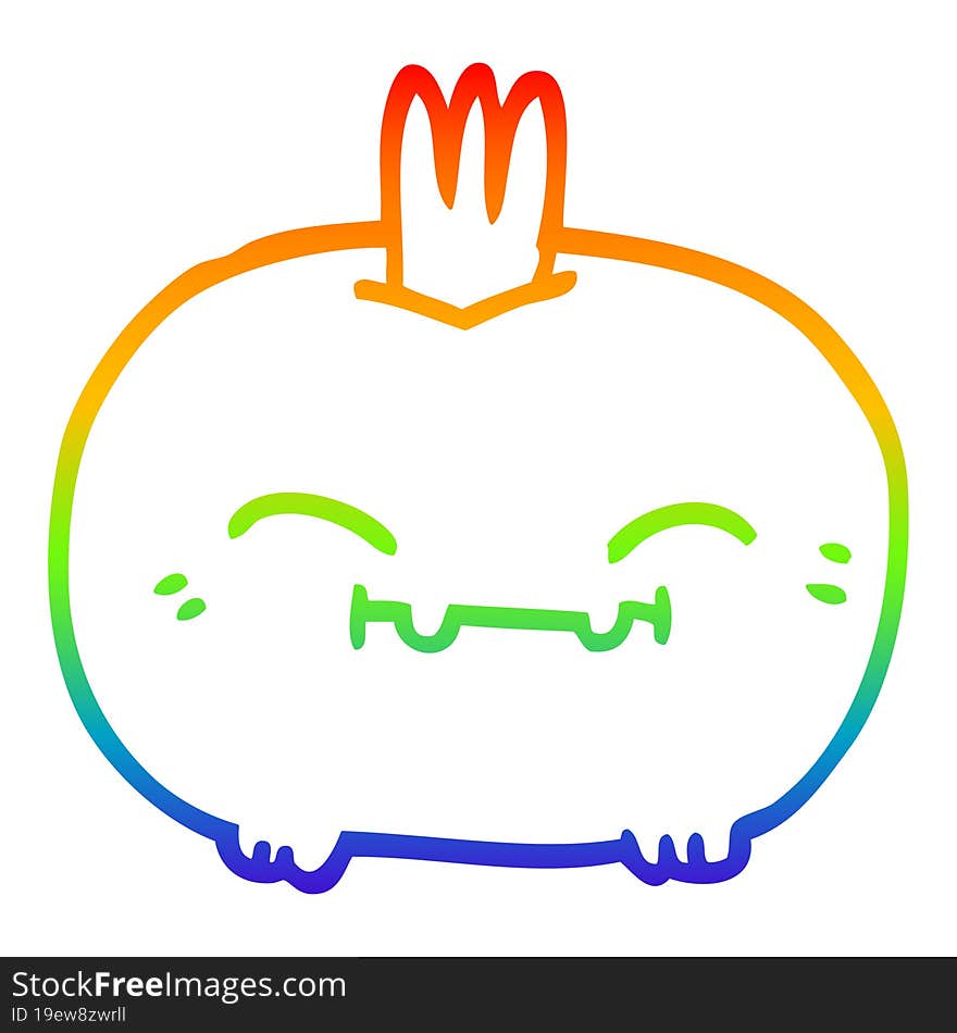 rainbow gradient line drawing of a cartoon happy root vegetable