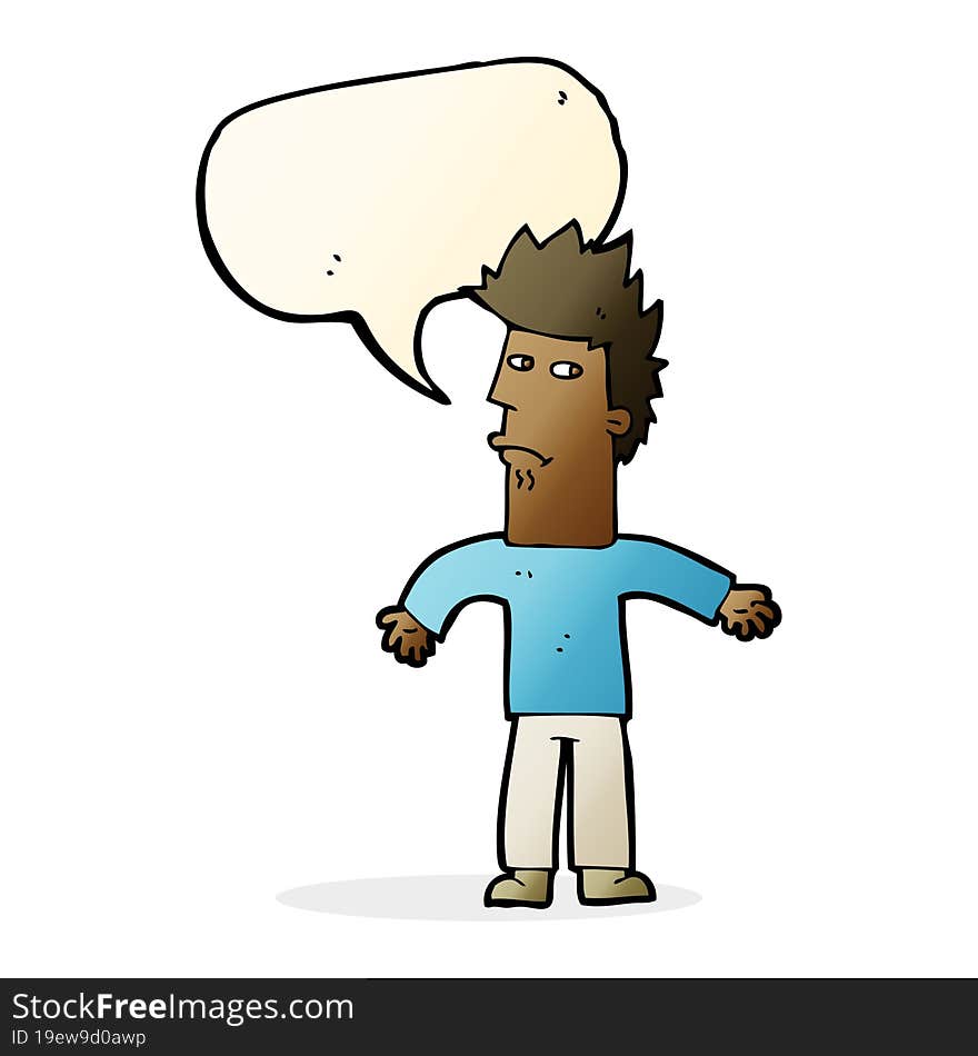 cartoon confused man with speech bubble