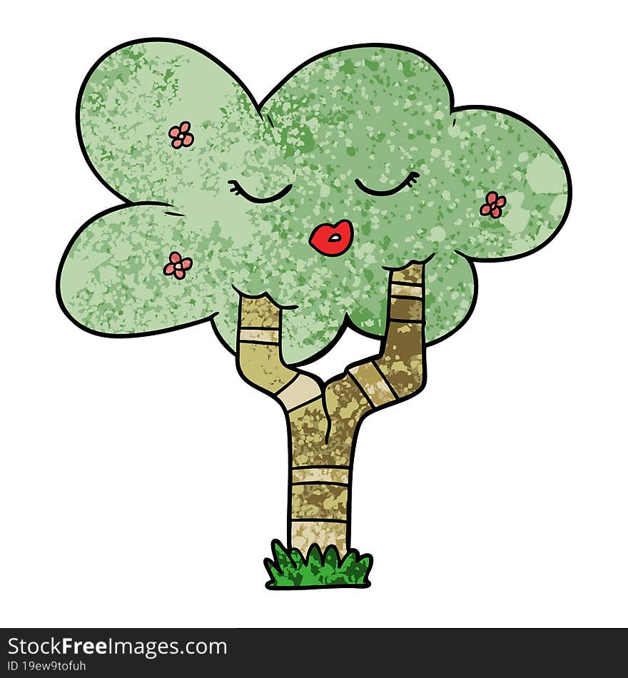 cartoon tree with face. cartoon tree with face