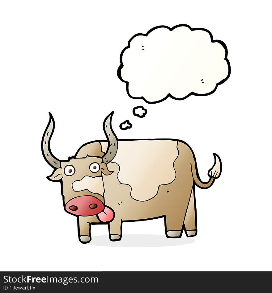 cartoon bull with thought bubble