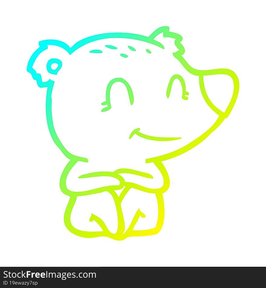 cold gradient line drawing smiling polar bear cartoon