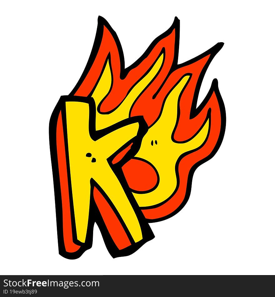 cartoon flaming letter