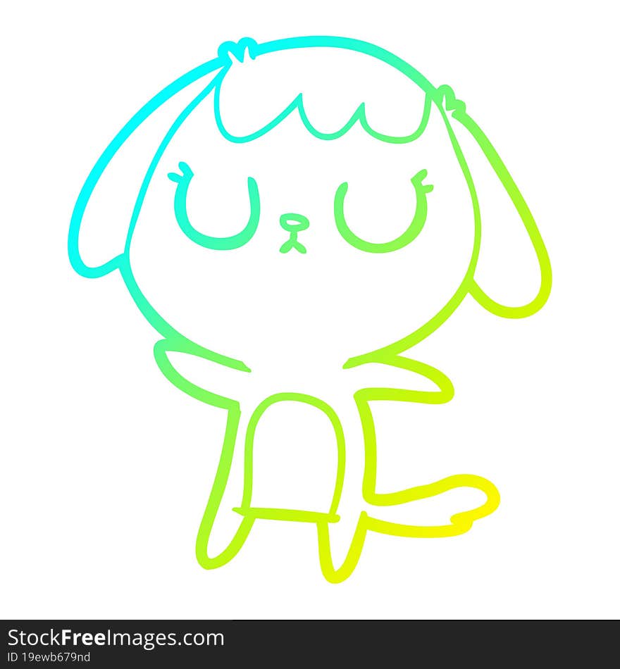 Cold Gradient Line Drawing Cute Cartoon Dog