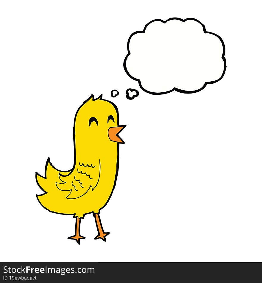 Cartoon Happy Bird With Thought Bubble