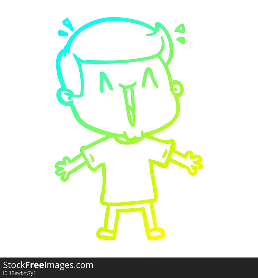 Cold Gradient Line Drawing Cartoon Excited Man