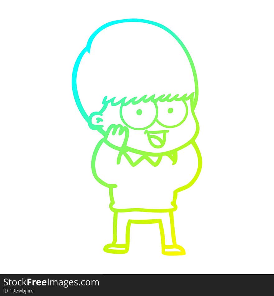 cold gradient line drawing happy cartoon boy