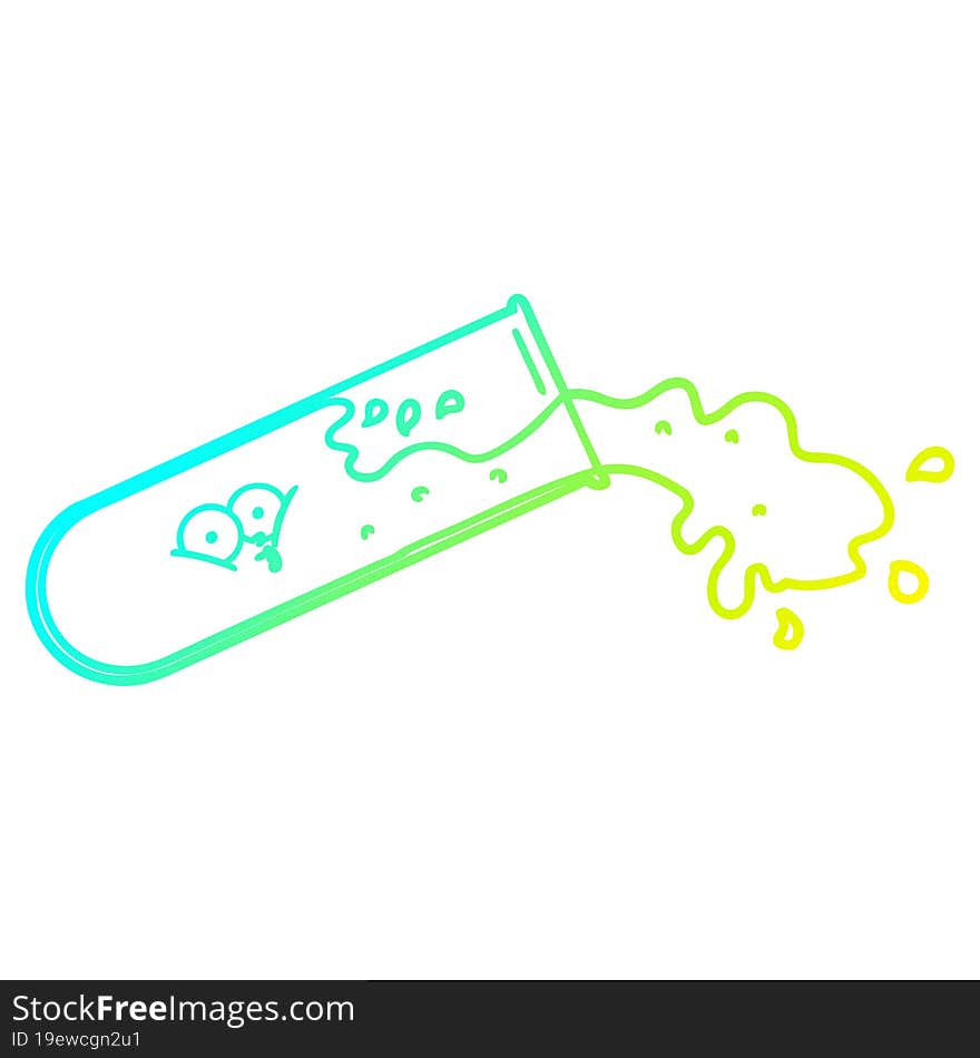 cold gradient line drawing cartoon test tube spilling