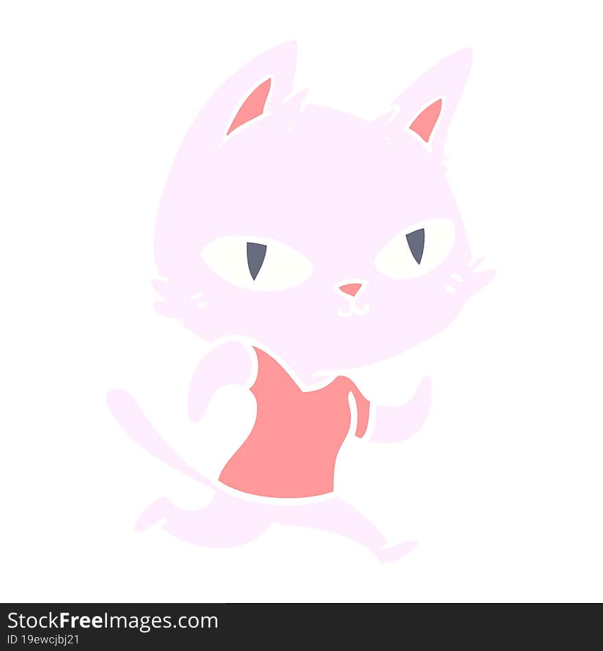 flat color style cartoon cat running