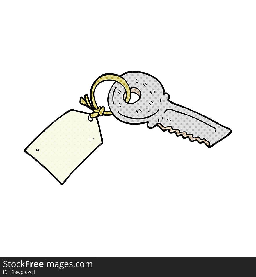 cartoon key with tag