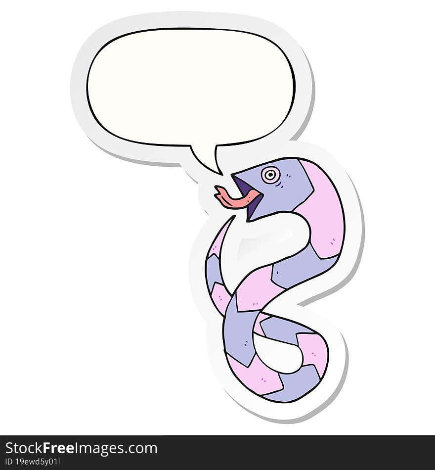 Hissing Cartoon Snake And Speech Bubble Sticker