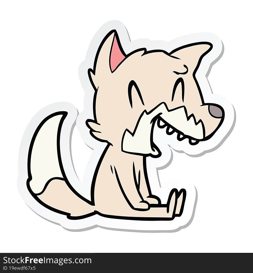 sticker of a laughing fox cartoon