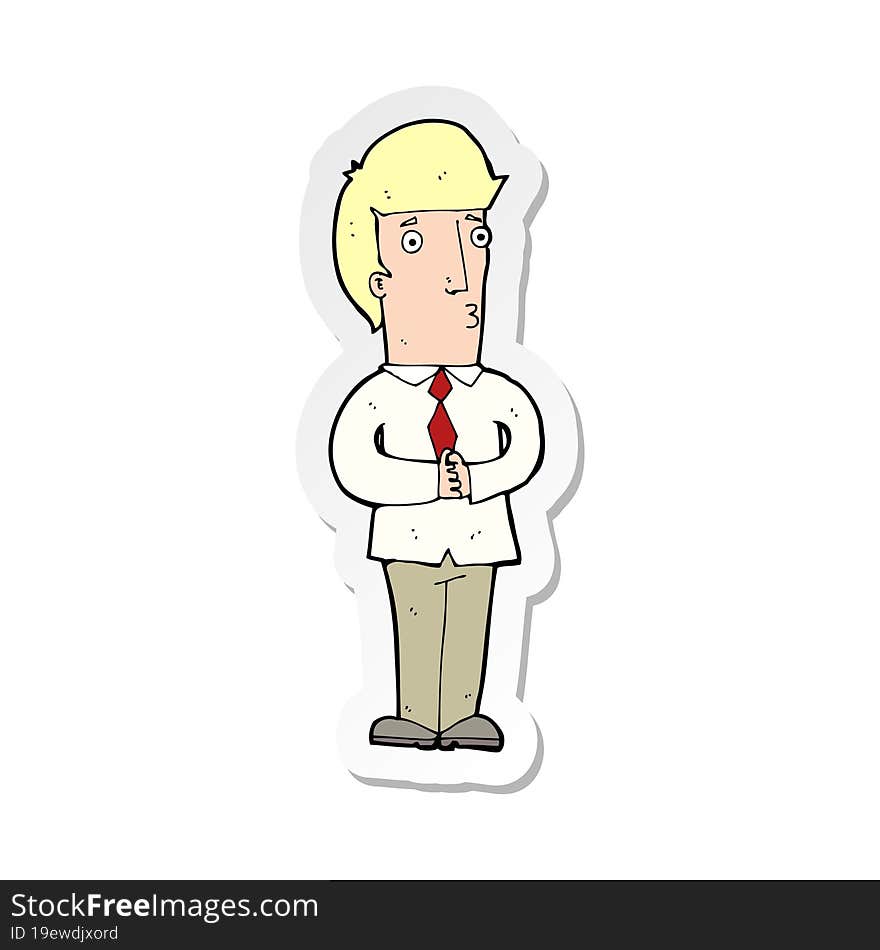 Sticker Of A Cartoon Nervous Man