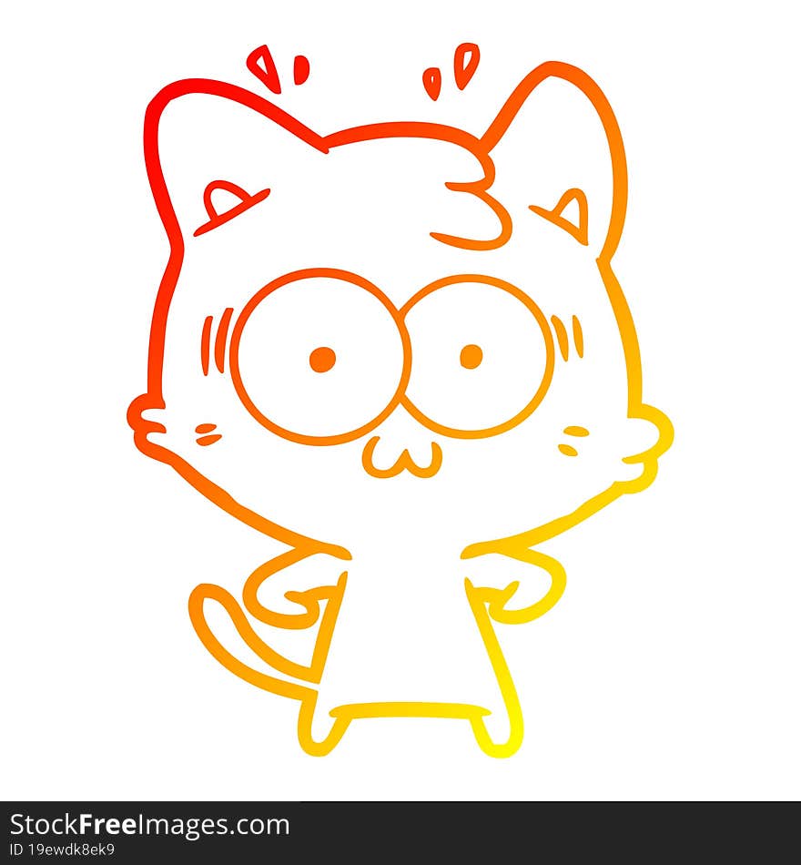 warm gradient line drawing cartoon surprised cat