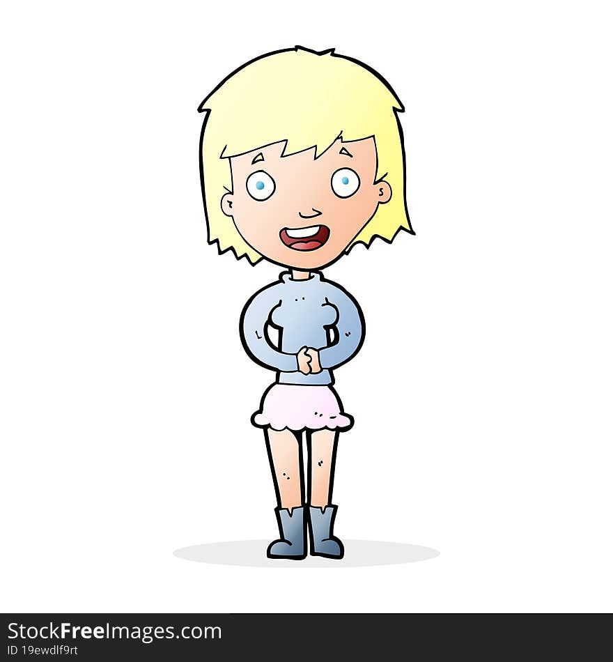 cartoon excited woman