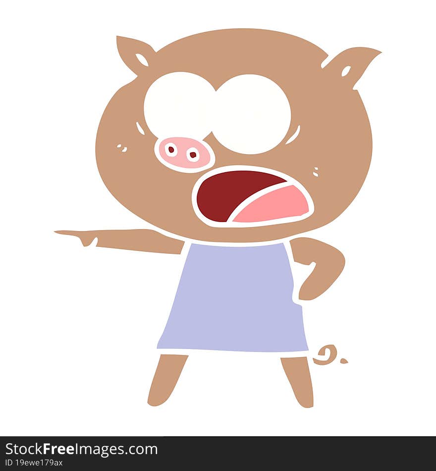 Flat Color Style Cartoon Pig Shouting